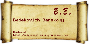 Bedekovich Barakony névjegykártya